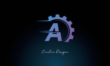 Yaratıcı A Gear Füzyon Logosu Endüstriyel Teknoloji İlhamlı Harf İşareti Teknoloji ve Mühendislik Markaları Tasarımı.