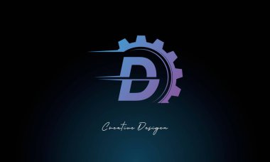 Yaratıcı D Gear Füzyon Logosu Endüstriyel Teknoloji İlhamlı Harf İşareti Teknoloji ve Mühendislik Markaları Tasarımı.