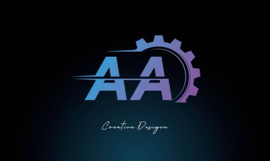 Yaratıcı AA Gear Füzyon Endüstriyel Logosu Fütüristik Endüstriyel Mektup İşaretli Teknoloji ve Mühendislik Markaları Tasarımı.