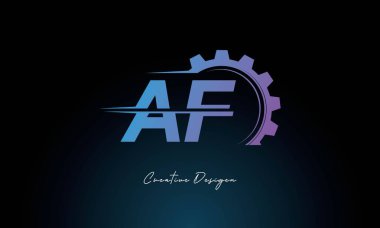 Yaratıcı AF Gear Füzyon Logosu Endüstriyel Teknoloji İlhamlı Harf İşareti Teknoloji ve Mühendislik Markaları Tasarımı.