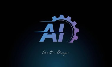 Yaratıcı AI Gear Füzyon Logosu Endüstriyel Teknoloji İlhamlı Harf İşareti Teknoloji ve Mühendislik Markaları Tasarımı.