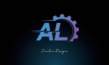 Yaratıcı AL Gear Füzyon Logosu Endüstriyel Teknoloji İlhamlı Harfler İşaretli Teknoloji ve Mühendislik Markaları Tasarımı.
