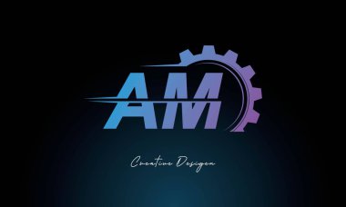 Creative AM Gear Füzyon Logosu Endüstriyel Teknoloji İlhamlı Harf İşaretli Teknoloji ve Mühendislik Markaları Tasarımı.
