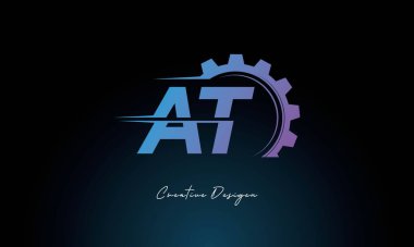 Yaratıcı AT Gear Füzyon Logosu Endüstriyel Teknoloji İlhamlı Harf İşareti Teknoloji ve Mühendislik Markaları Tasarımı.