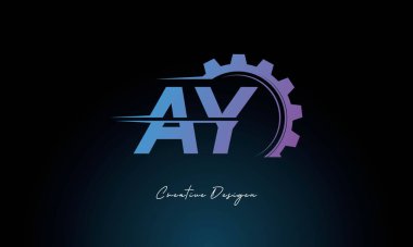 Yaratıcı AY Gear Füzyon Logosu Endüstriyel Teknoloji İlhamlı Harf İşareti Teknoloji ve Mühendislik Markaları Tasarımı.