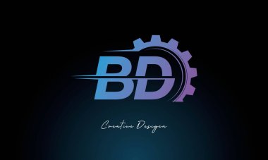 Yaratıcı BD Gear Füzyon Logosu Endüstriyel Teknoloji İlhamlı Harfler İşaretli Teknoloji ve Mühendislik Markaları Tasarımı.