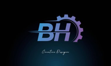 Yaratıcı BH Gear Füzyon Logosu Endüstriyel Teknoloji İlhamlı Harf İşaretli Teknoloji ve Mühendislik Markaları Tasarımı.