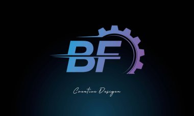 Yaratıcı BF Gear Füzyon Logosu Endüstriyel Teknoloji İlhamlı Harf İşareti Teknoloji ve Mühendislik Markaları Tasarımı.
