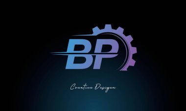 Yaratıcı BP Gear Füzyon Logosu Endüstriyel Teknoloji İlhamlı Harf İşareti Teknoloji ve Mühendislik Markaları Tasarımı.