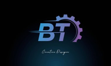 Yaratıcı BT Gear Füzyon Logosu Endüstriyel Teknoloji İlhamlı Harf İşareti Teknoloji ve Mühendislik Markaları Tasarımı.