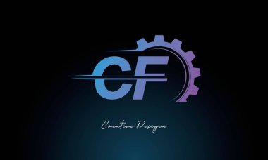 Yaratıcı CF Gear Füzyon Logosu Endüstriyel Teknoloji İlhamlı Harf İşareti Teknoloji ve Mühendislik Markaları Tasarımı.