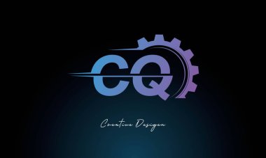 Yaratıcı CQ Gear Füzyon Logosu Endüstriyel Teknoloji İlhamlı Harf İşaretli Teknoloji ve Mühendislik Markaları Tasarımı.