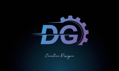 Yaratıcı DG Gear Füzyon Logosu Endüstriyel Teknoloji İlhamlı Harf İşareti Teknoloji ve Mühendislik Markaları Tasarımı.