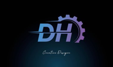Yaratıcı DH Gear Füzyon Logosu Endüstriyel Teknoloji İlhamlı Harf İşareti Teknoloji ve Mühendislik Markaları Tasarımı.