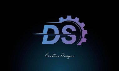 Yaratıcı DS Gear Füzyon Logosu Endüstriyel Teknoloji İlhamlı Harf İşaretli Teknoloji ve Mühendislik Markaları Tasarımı.