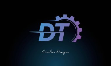Yaratıcı DT Gear Füzyon Logosu Endüstriyel Teknoloji İlhamlı Harf İşareti Teknoloji ve Mühendislik Markaları Tasarımı.