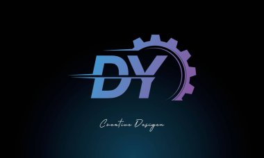 Yaratıcı DY Gear Füzyon Logosu Endüstriyel Teknoloji İlhamlı Harf İşaretli Teknoloji ve Mühendislik Markaları Tasarımı.