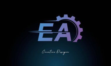 Yaratıcı EA Gear Füzyon Logosu Endüstriyel Teknoloji İlhamlı Harf İşareti Teknoloji ve Mühendislik Markaları Tasarımı.