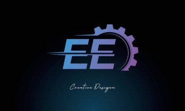 Yaratıcı EE Gear Füzyon Logosu Endüstriyel Teknoloji İlhamlı Harf İşareti Teknoloji ve Mühendislik Markaları Tasarımı.