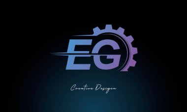 Yaratıcı EG Gear Füzyon Logosu Endüstriyel Teknoloji İlhamlı Harf İşareti Teknoloji ve Mühendislik Markaları Tasarımı.
