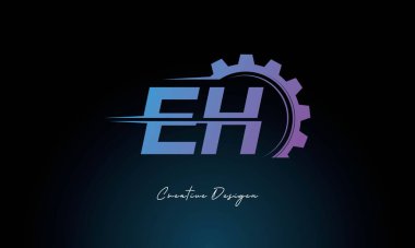 Yaratıcı EH Gear Füzyon Logosu Endüstriyel Teknoloji İlhamlı Harf İşareti Teknoloji ve Mühendislik Markaları Tasarımı.