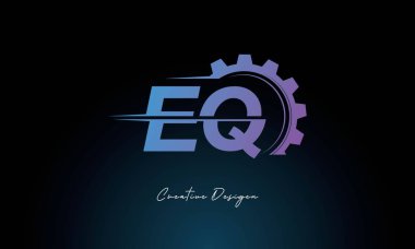 Yaratıcı EQ Gear Füzyon Logosu Endüstriyel Teknoloji İlhamlı Harf İşareti Teknoloji ve Mühendislik Markaları Tasarımı.