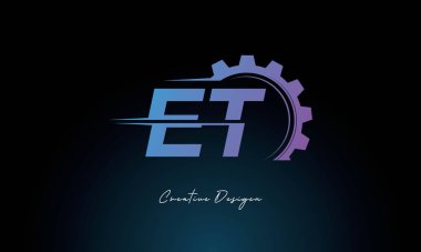 Creative ET Gear Füzyon Endüstriyel Logosu Fütüristik Endüstriyel Mektup İşaretli Teknoloji ve Mühendislik Markaları Tasarımı.