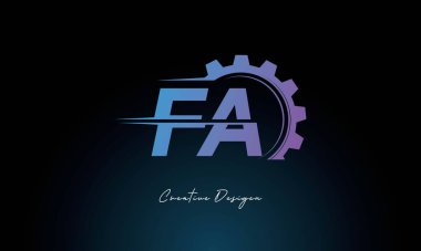 Yaratıcı FA Gear Füzyon Logosu Endüstriyel Teknoloji İlhamlı Harf İşareti Teknoloji ve Mühendislik Markaları Tasarımı.