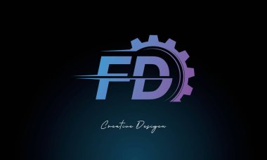 Yaratıcı FD Gear Füzyon Logosu Endüstriyel Teknoloji İlhamlı Harf İşareti Teknoloji ve Mühendislik Markaları Tasarımı.