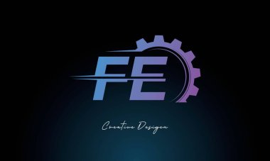 Yaratıcı FE Gear Füzyon Logosu Endüstriyel Teknoloji İlhamlı Harf İşareti Teknoloji ve Mühendislik Markaları Tasarımı.