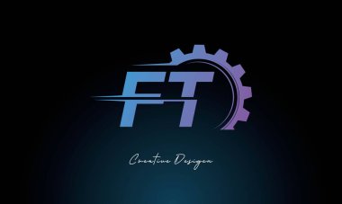 Yaratıcı FT Gear Füzyon Logosu Endüstriyel Teknoloji İlhamlı Harf İşareti Teknoloji ve Mühendislik Markaları Tasarımı.