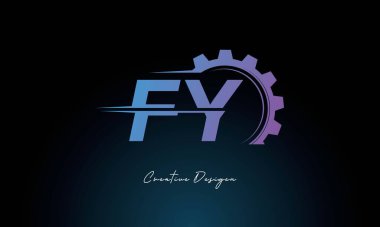 Yaratıcı FY Gear Füzyon Logosu Endüstriyel Teknoloji İlhamlı Harf İşareti Teknoloji ve Mühendislik Markaları Tasarımı.
