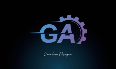 Yaratıcı GA Gear Füzyon Logosu Endüstriyel Teknoloji İlhamlı Harf İşareti Teknoloji ve Mühendislik Markaları Tasarımı.