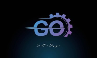 GO Gear Füzyon Endüstriyel Logosu Fütüristik Endüstriyel Mektup İşaretli Teknoloji ve Mühendislik Markaları Tasarımı.