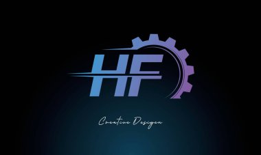 Yaratıcı HF Gear Füzyon Logosu Endüstriyel Teknoloji İlhamlı Harf İşareti Teknoloji ve Mühendislik Markaları Tasarımı.