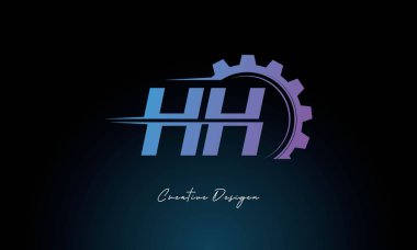 Yaratıcı HH Gear Füzyon Logosu Endüstriyel Teknoloji İlhamlı Harf İşareti Teknoloji ve Mühendislik Markaları Tasarımı.