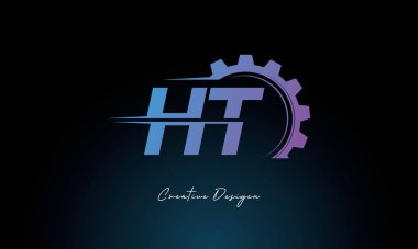 Yaratıcı HT Gear Füzyon Logosu Endüstriyel Teknoloji İlhamlı Harf İşareti Teknoloji ve Mühendislik Markaları Tasarımı.