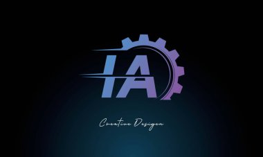 Yaratıcı IA Gear Füzyon Logosu Endüstriyel Teknoloji İlhamlı Harf İşaretli Teknoloji ve Mühendislik Markaları Tasarımı.