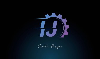 Yaratıcı IJ Gear Füzyon Logosu Endüstriyel Teknoloji İlhamlı Harf İşaretli Teknoloji ve Mühendislik Markaları Tasarımı.