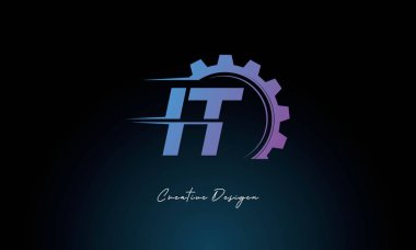 Yaratıcı IT Gear Füzyon Logosu Endüstriyel Teknoloji İlhamlı Harfler İşaretli Teknoloji ve Mühendislik Markaları Tasarımı.