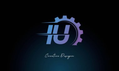 Yaratıcı IU Gear Füzyon Logosu Endüstriyel Teknoloji İlhamlı Harf İşaretli Teknoloji ve Mühendislik Markaları Tasarımı.