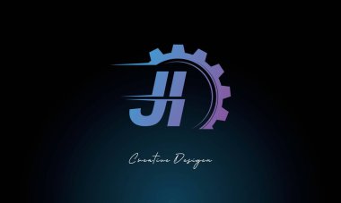 Yaratıcı JI Gear Füzyon Logosu Endüstriyel Teknoloji İlhamlı Harf İşareti Teknoloji ve Mühendislik Markaları Tasarımı.