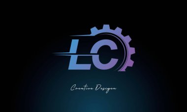 Yaratıcı LC Gear Füzyon Logosu Endüstriyel Teknoloji İlhamlı Harf İşareti Teknoloji ve Mühendislik Markaları Tasarımı.