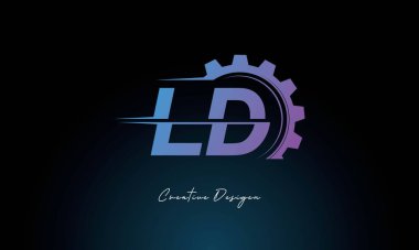 Yaratıcı LD Gear Füzyon Logosu Endüstriyel Teknoloji İlhamlı Harf İşareti Teknoloji ve Mühendislik Markaları Tasarımı.