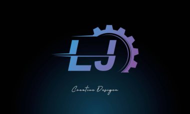 Yaratıcı LJ Gear Füzyon Logosu Endüstriyel Teknoloji İlhamlı Harf İşareti Teknoloji ve Mühendislik Markaları Tasarımı.
