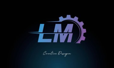Yaratıcı LM Gear Füzyon Logosu Endüstriyel Teknoloji İlhamlı Harf İşaretli Teknoloji ve Mühendislik Markaları Tasarımı.