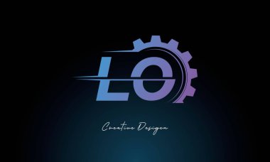 Yaratıcı LO Gear Füzyon Logosu Endüstriyel Teknoloji İlhamlı Harf İşaretli Teknoloji ve Mühendislik Markaları Tasarımı.