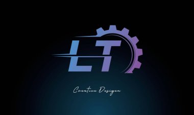 Yaratıcı LT Gear Füzyon Logosu Endüstriyel Teknoloji İlhamlı Harf İşareti Teknoloji ve Mühendislik Markaları Tasarımı.
