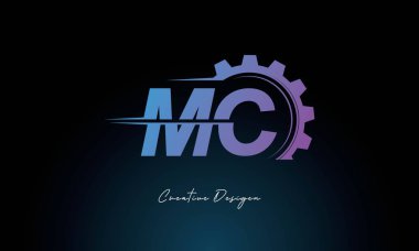 Yaratıcı MC Gear Füzyon Logosu Endüstriyel Teknoloji İlhamlı Harf İşareti Teknoloji ve Mühendislik Markaları Tasarımı.