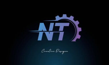Yaratıcı NT Gear Füzyon Logosu Endüstriyel Teknoloji İlhamlı Harf İşareti Teknoloji ve Mühendislik Markaları Tasarımı.